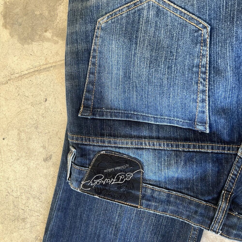Ed Hardy Jeans Women 18 Christian Audigier Boot Cut Tiger Rhinestone y2k - Picture 4 of 4
